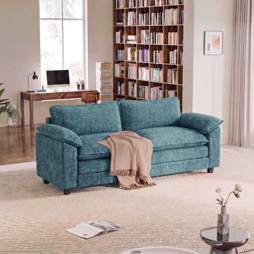 Homall 79.3" Loveseat Sofa, Cloud Sofa Couch, Deep Seat, Dark Blue | Comfy Chenille, Double Layer Cushion, Wide Armrest, High-Density Foam, Sturdy Frame, Easy Assembly, for Living Room - color: Dark Blue, size: Loveseat Sofa
