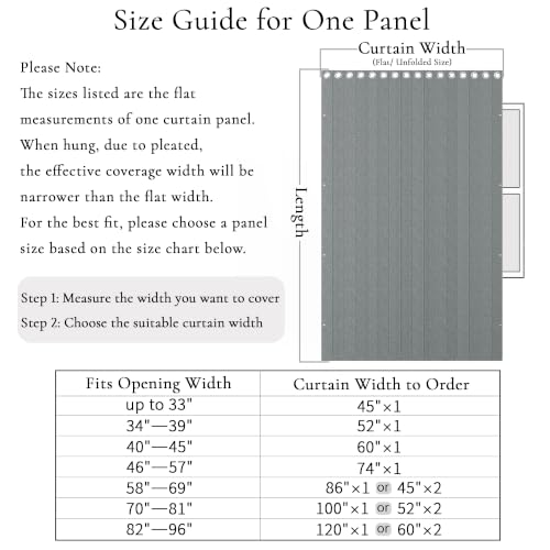 Full Blackout Memory Trained Pleated Curtains with Magnetic Closure, Pinch Pleat Drape with Tieback for Living Room,Bedroom, 1 Panel, W45 x L72, Grey - color: Grey, size: 45"W x 72"L (Pack of 1)