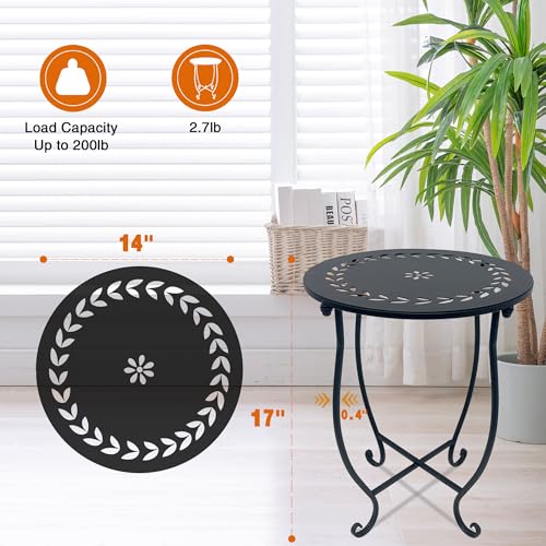 Round Side Table Set of 2, Metal Patio Side Tables End Tables, Weather Resistant Round Coffee Table Bedside Table Nightstand for Home Garden Office, 14 Inch Outdoor Side Table for Patio Balcony Yard - style: Set of 2 Style C