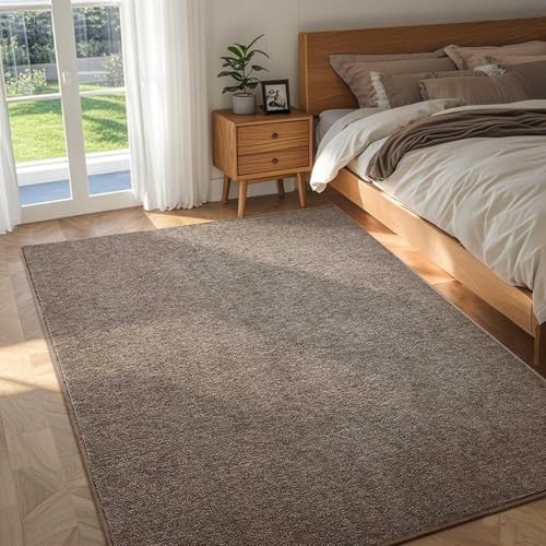 4x6 Brown/White Area Rug Non-Slip Washable Soft for Bedroom Living Room | Soft丨Stays Put丨Low Pile Thin丨Lays Flat丨Kid & Pet Friendly丨Dorm丨Dining Room丨Nursery丨Indoor丨Laundry丨Kids Room丨Carpet丨Home Decor - color: Brown, size: 4' x 6' (Rectangular)