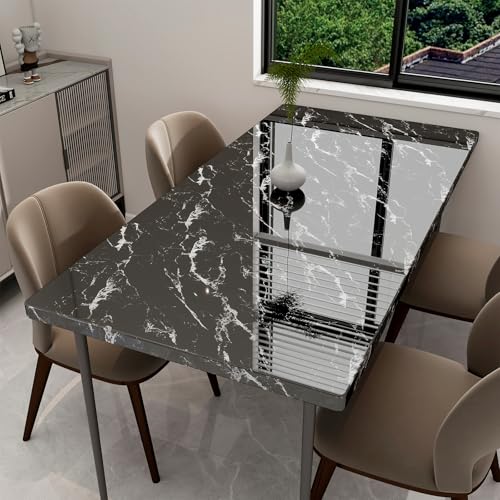 Glossy Marble Contact Paper Peel and Stick Wallpaper 17.7"x197" Black | Removable Waterproof Vinyl Wall Paper for Countertops Kitchen Cabinets Backsplash Furniture - color: Black, size: 17.7"W x 197"L
