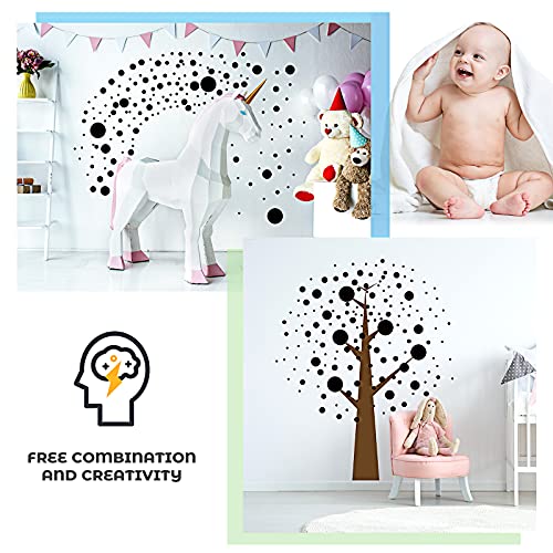 Zonon 264 Pcs Polka Dot Wall Decals for Classroom Decor Kids Circle Wall Sticker Vinyl Peel and Stick Colorful Removable for Nursery Bedroom Playroom Living Room(Black) - color: Black, style: Classic