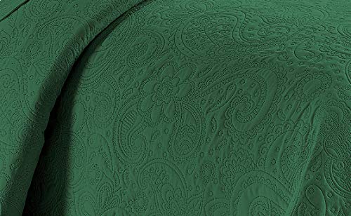 Linen Plus Embossed Coverlet Bedspread Set Oversized Solid Hunter Green Full/Queen Bed Cover Bedding New # - color: Hunter Green, size: Full/Queen