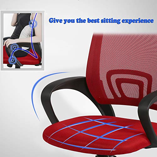 Office Chair Ergonomic Cheap Desk Chair Mesh Executive Computer Chair with Arms for Back Pain, Set of 2 - color: Red, size: 2 Pcs