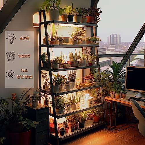 Grow Light,40W Ultra-Thin Panel Grow Lights for Indoor Plants,316LEDs Full Spectrum Grow Lights for Under Cabinet Plant, Grow Lamp with 3/9/12H Timer,10 Dimmable Levels for Plants Growing (4pcs) - color: 4pcs grow lights