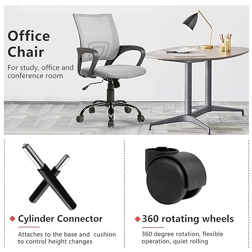 PayLessHere Office Computer Chair Ergonomic Cheap Desk Chair Adjustable Comfortable Mid Back Task Rolling Swivel with Lumbar Support for Home Office (Pack of 1, Grey) - color: Grey, style: pack of 1
