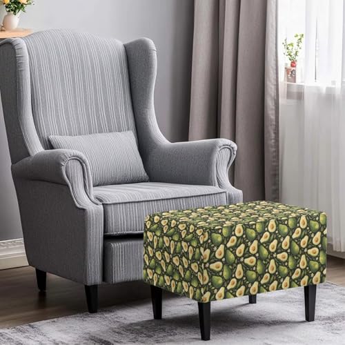 Avocado Ottoman Cover Rectangle Ottoman Slipcover Square Thick Storage Footrest Stool Covers Furniture Protector for Pets - color: Avocado, size: Large
