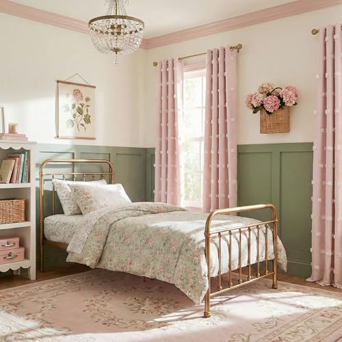 NICETOWN Pom Pom Pink Curtains 96 inches Long for Kids, Room Darkening Double Layer Sheer Drapes for Girls Bedroom, Thermal Insulated Window Treatments for Princess Room, W52 x L96, 2 Panels - color: Pink, size: 52"W x 96"L (Pack of 2)