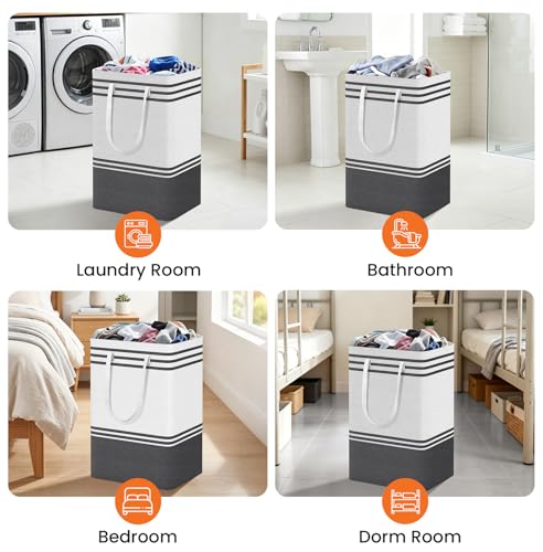 TranquilRelax 3-Pack Laundry Basket, Laundry Hamper, Grey-88L | Freestanding&Water-Resistant Laundry Hamper, Collapsible Tall Clothes Hamper with Carry Handles for Clothes, Laundry Basket - color: Grey, size: 88L