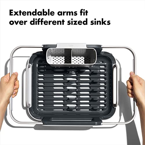 OXO Good Grips Extendable Over-The-Sink Aluminum Drying Dish Rack, One Size (Pack of 4) - size: One Size (Pack of 4)