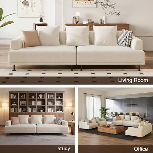 Upholstered Fabric 2-Seater Sofa Couch with Low Back, Beige | 66.1" Mid-Century Modern Loveseat with Wide Armrest, Metal Legs & Breathable Cushion, Suitable for Living Room, Bedroom - size: 66.1inch-2Seats
