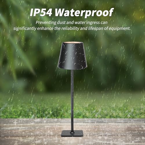 Mr. White Outdoor Waterproof Cordless Set of 2 Rechargeable Portable Top Touch Battery Operated Powered LED Table Lamp Desk Lamp Lights for Restaurant Kitchen Patio Dinner Dining (Black 2 Pack) - color: (2 Pack)Black+Wicker Lampshade