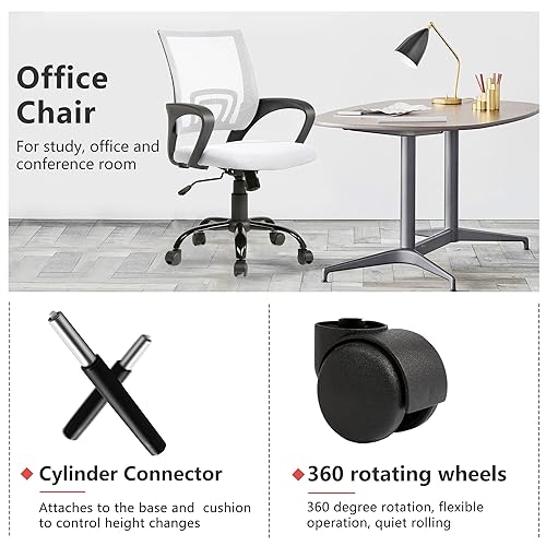 PayLessHere Office Computer Chair Ergonomic Cheap Desk Chair Adjustable Comfortable Mid Back Task Rolling Swivel with Lumbar Support for Home Office (Pack of 2, White) - color: White, style: pack of 2
