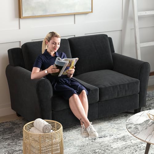 Bonzy Home 2 Piece Sofa Set, 2-Seater Sofa Couch Set of 2, Modern Comfy Sofa with Thick Cushion for Living Room Apartment Office, Black - color: Black, size: 58"+58"(2 + 2 Seat)