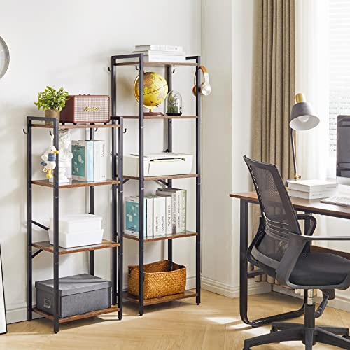 YMYNY Bookcase, 4-Tier Narrow Ladder Bookshelf, Freestanding Shelving Unit, Multifunctional Storage Rack, for Home Office Living Room Bedroom Kitchen, Plant Stand, Rustic Brown, 44*16.9*11.4"UHBC004H - color: Rustic Brown, size: 4 Tiers
