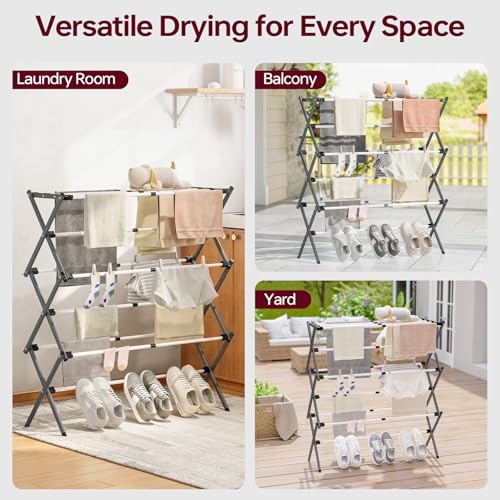 Extra Large Clothes Drying Rack,14.57"D × 44.88"H - color: Grey White, size: Small