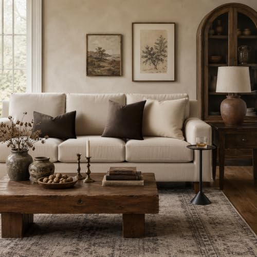 GIGIZAZA Brown Velvet Pillow Covers 24x24 Decorative Pillows Pack of 2 | Throw Pillows for Couch Sofa,280gsm Soft Textured Fabric,Modern Square Pillowcases,Luxury Cushion Covers - color: Brown, size: 24" x 24" (Pack of 2)