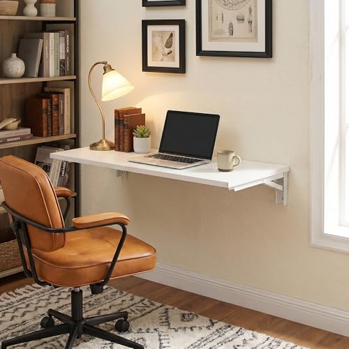 Need 36x20IN Wall Mounted Folding Table for Office Laundry White | White Frame Fold Down Wall Mount Desk Folding Wall Table for Small Apartment, Garage&Ironing Station - color: White Desktop & White Folding Shelf Brackets, size: L36" * W20"