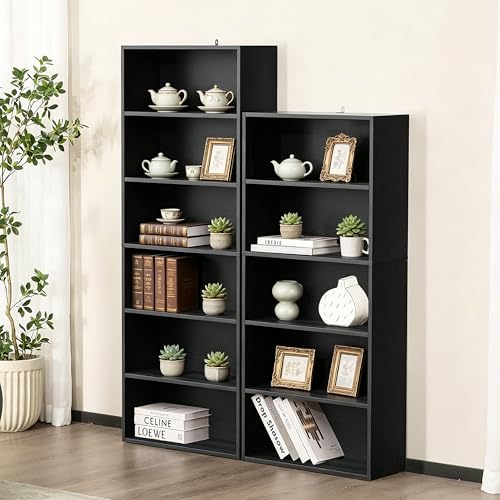 HealSmart 5 Tier Bookcase, Industrial 5 Book Shelf, 9.2" D x 23.8" W x 53" H Tall Open Cube Storage Organizer for Home Office, Living Room, Bedroom and Dinning Room, Black - color: Black, size: 5 Shelf