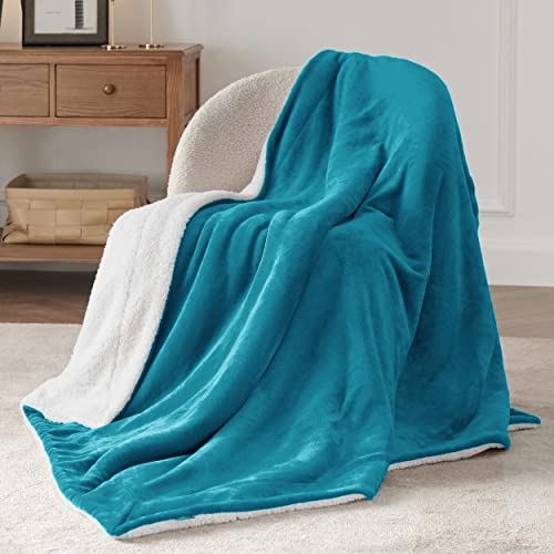 Bedsure GentleSoft Sherpa Fleece Throw Blanket for Couch, Non-Heated, Thick and Warm Throw for Women and Men, Soft Fuzzy Plush Blanket for Winter, Teal, 50x60 Inches - color: 03 - Teal, size: Throw (50" X 60")