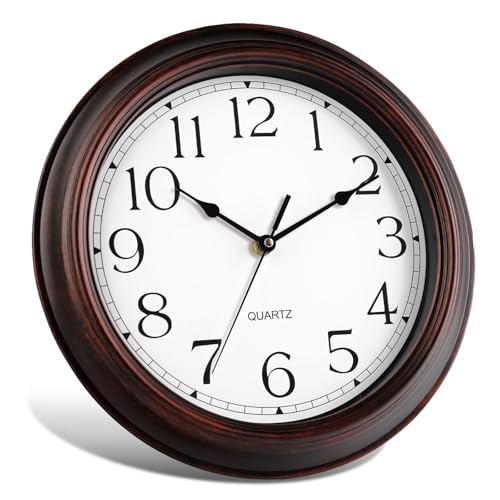 KECYET 14" Wall Clocks Battery Operated Silent for Living Room | Vintage Wall Clock; Analog Silent non Ticking; Kitchen Living Room Home Office Bathroom Bedroom - color: A_bronze, size: 14 Inch