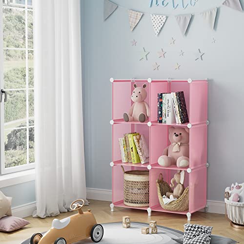 HOMIDEC 6-Cube Storage Shelf, Storage Bookcase Bookshelf with Metal Hammer, Storage Cubes Organizer Cabinet for Kids, Closet, Bedroom, Bathroom, (11.8x11.8x11.8 inch), Light Pink - color: Pink, size: 11.8 x 11.8 x 11.8 Inch