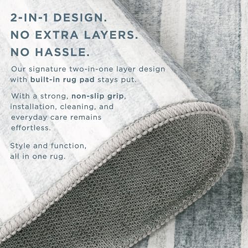 Haven Scandinavian Stripe Machine Washable Area Rug with Airflo Technology for Easy Clean, Ultra-Soft Non-Slip Rug with Built-in Pad, Pet, Family & Allergy Friendly Rug, Beige/Brown, 5'x7' - color: Beige/Brown Scandi Stripe, size: 4'11" x 6'11" (Rectangul