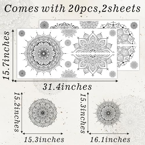 Kazova Large Mandala Wall Sticker Black Peel and Stick Art Murals Boho Mandala Decals for Bedroom Living Room Farmhouse Yoga Home Decoration - color: Black Big