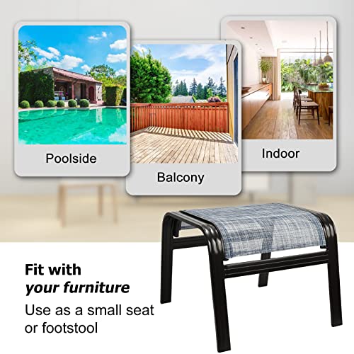 Outdoor Foot Stools Gift for Patio Ottoman Footrest Aluminum Portable Seat Wicker Furniture Stackable Dining Ottoman 2 Pack Blue - color: 2 Pieces-blue