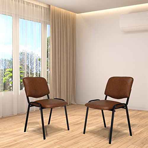 VINGLI 10-Pack Waiting Room Chairs, Stackable Chair for Office, Pu-Rustic | Stacking Chairs, Armless Church Chairs, Space-saving, Guest & Reception, Office Lobby, Business Hall - color: Pu-rustic, size: 10-pack