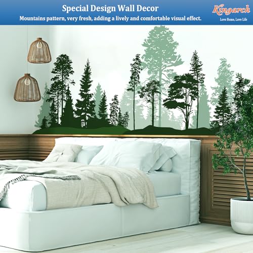 Large Forest Wall Decals, Green Pines in Fir Trees Peel and Stick Vinyl Wall Stickers & Murals, Removable Home Room Wall Decor for Bedroom Living Room Bedroom Classroom Office Nursery - color: Forest