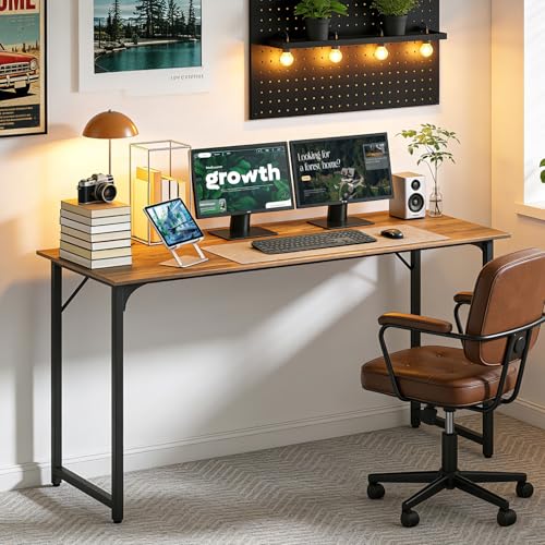 BestOffice Computer Desk,Home Office Desk, Modern Simple Style for Home Office Study Writing (Brown, 55 Inch) - color: Brown, size: 55 Inch