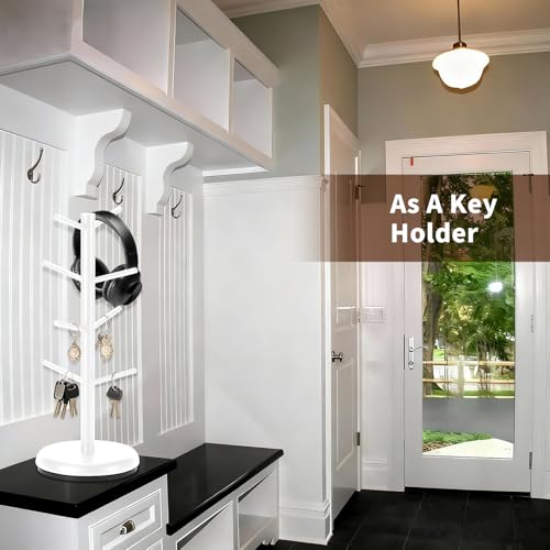 BAMBANG Mug Holder, 360° Rotating Mug Tree Holds 8 Coffee Cups, Space Saving Mug Stand with Stable Base for Kitchen Coffee Bar - color: White