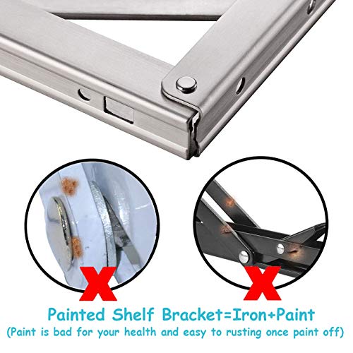 CLT 20'' Folding Shelf Brackets Max. Load 440 lb, Heavy Duty Stainless Steel DIY Wall Mounted Shelf Bracket Space Saving for Table Work Bench, Pack of 2 - size: 20 inches, style: Silver