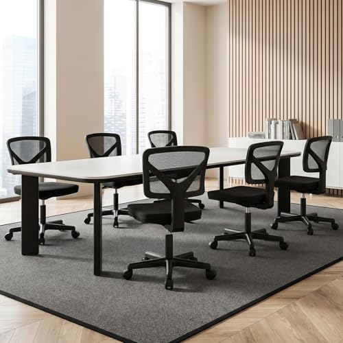 OLIXIS Armless Home Office Chair, Ergonomic Small Desk Chair | Mesh Back, Removable Washable Foam Cushion, Height Adjustable, Rolling Swivel Wheels, Small Space, Black - color: Black