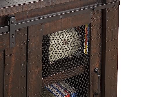 Martin Svensson Home Rustic 65" Wood Entertainment Center, Espresso | Solid Pine, TV Stand, Sliding Doors, Adjustable Shelves & Cable Management, for TVs up to 70" - color: Espresso