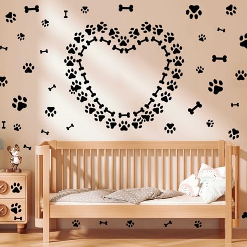 AOWDIAO 174 Pcs Dog Paw Decals - Peel and Stick Vinyl Wall Stickers for Dog's Room, Playroom & Party Decor - style: Paw Print