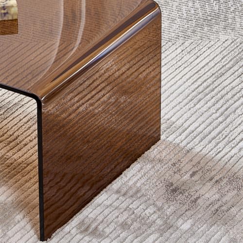 Premium Tempered Glass Coffee Table,Small Modern Coffee Table for Living Room,Match Well with Rug (Brown, 39.4"x19.7"x13.8") - color: Brown