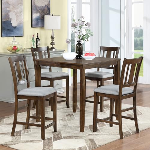 Knocbel Classic Counter Height 2-Person Dining Table for Small Space, Wooden Apartment Condo Pub Bistro Kitchen Dining Furniture (Walnut Square 36" H) - color: Walnut Square 36"h