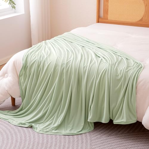 Amazon Basics Cooling Blanket for Hot Sleepers, Reversible Lightweight Thin Throw Blanket for Bed, Couch and Sofa, Twin XL (60" x 90"), Aloe Green - color: Aloe Green, size: Twin XL