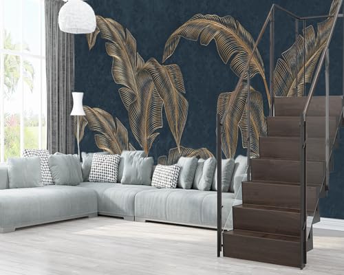 XMPMBM-Modernity Simple Abstraction Banana Leaf Fabric Wallpaper Dark Leaf Living Room Bedroom Bathroom wall Mural-W 88" X H 59"(36 Square Foot) - color: X29, size: 88"x59"