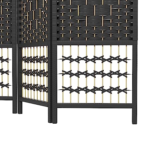HOMCOM 6 Panel Room Divider, Folding Privacy Screen, 5.6', Black | Room Separator, Wave Fiber Freestanding Partition Wall Divider - color: Black, size: 6 Panel