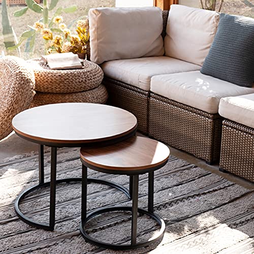 Nesting Coffee Table Rustic Brown 2 Sets for Small Place Engineered Wood Sofa End Side Table for Living Room Cabin Bed Room Dining Room - color: Rustic Brown