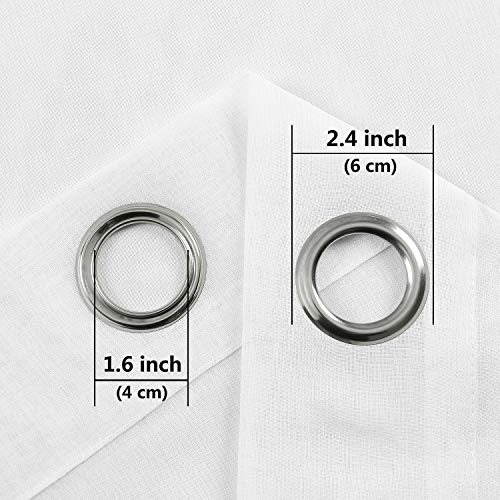 DWCN White Sheer Curtains, Grommet Top Faux Linen Look Voile Semi Transparent Solid Window Sheer Curtains Drapes for Bedroom Living Room, Set of 2 Panels 42 x 95 Inch Long, White - color: White, size: 42"W x 95"L (Pack of 2)