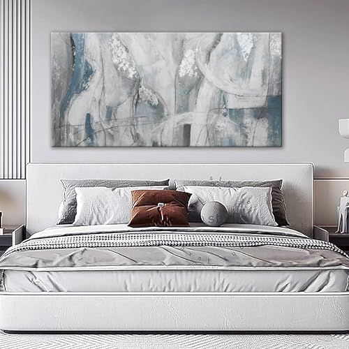 Abstract Wall Art For Living Room Canvas Art Wall Decor Blue Eclectic Decor Modern Canvas Wall Prints Abstract Wall Decor Suitable For Bedroom Apartment Office Dining Room Can Be Hung 24" X 48" - color: Silver, size: 48"L x 24"W