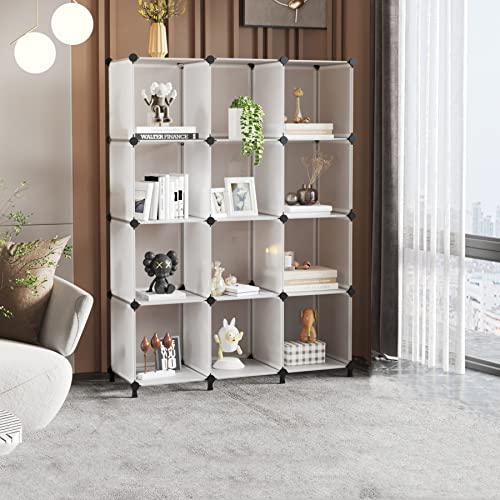 AWTATOS Closet Organizer, 12 Cube Storage Organizer, Translucent | Portable Closet Organizers, DIY Stackable Storage Cubes Shelves Bookshelf, Plastic Clothes Shelving for Home, Bedroom - color: Translucent