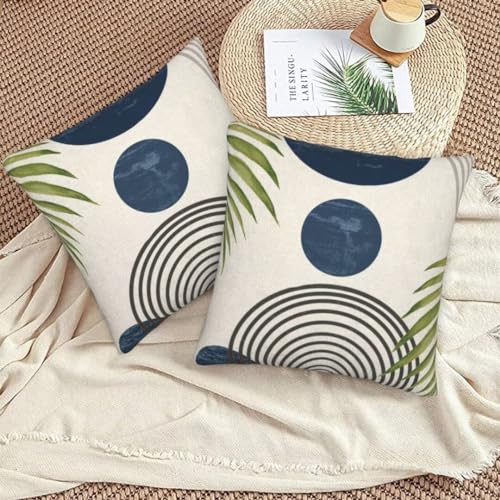 Boho Mid Century Pillow Covers 16x16 Set of 2, Outdoor Navy Blue Aesthetic Decorative Throw Pillow Covers Abstact Navy Blue Sunset Cushion Case for Bed Couch Sofa Home Summer Decor - color: Navy Blue Sunset, size: 16" x 16" (Pack of 2)