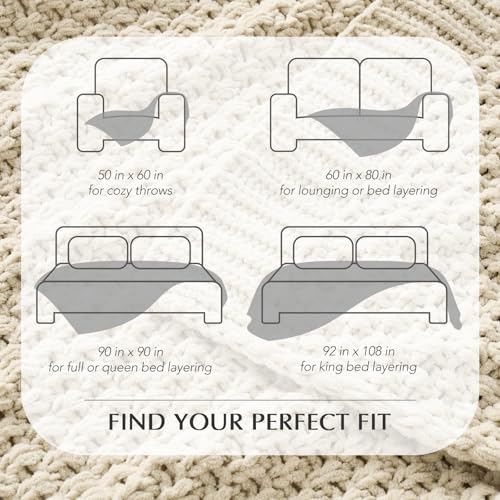 EVERGRACEHOME Chunky Chenille Knit Throw Blanket, 108x92, Beige | Sculpted Moss Stitch, Chic Modern Farmhouse, All-Season Warmth, OEKO-TEX® Certified, Oversized King for Couch, Bed, Sofa - color: Beige, size: 108" X 92"