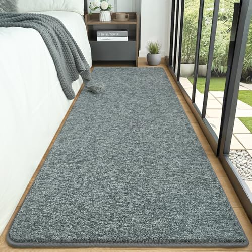 2x6 Runner Rug for Hallway, Long Runner Rugs Non Slip, Grey & Green | Soft Washable Memory Foam Carpet for Bedroom, Non Slip Backing Runners Rug for Hallways, Kitchen, Bathroom, Entryway Home - color: Grey and White, size: 2' x 6' (Runner)