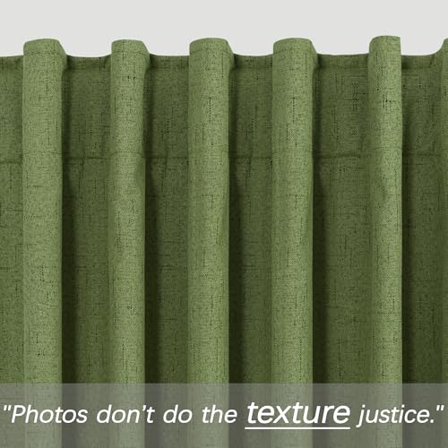 KOUFALL Olive Green Curtains 45 Inches Long, Linen Blackout Short Curtains for Bathroom Bedroom Kitchen, Moss Green - color: Pine Green/Light Olive, size: 52"W x 45"L (Pack of 2)